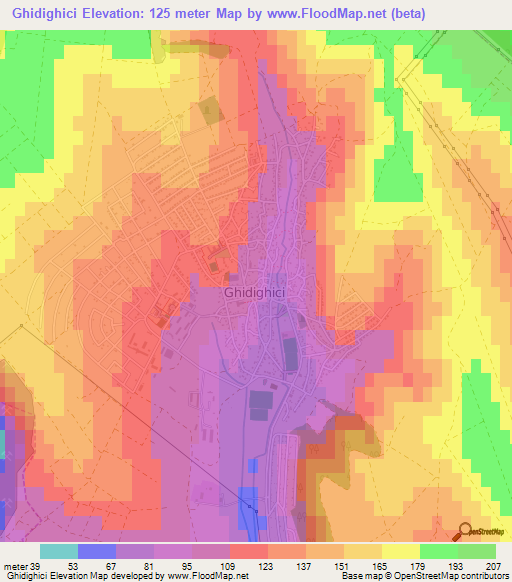 Ghidighici,Moldova Elevation Map