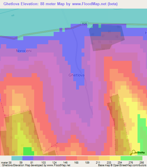 Ghetlova,Moldova Elevation Map