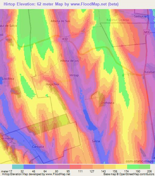 Hirtop,Moldova Elevation Map