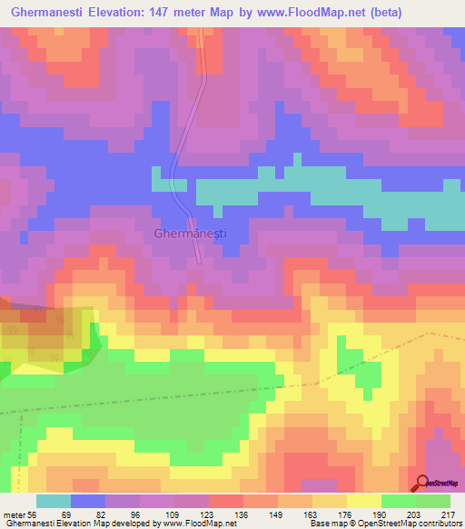 Ghermanesti,Moldova Elevation Map