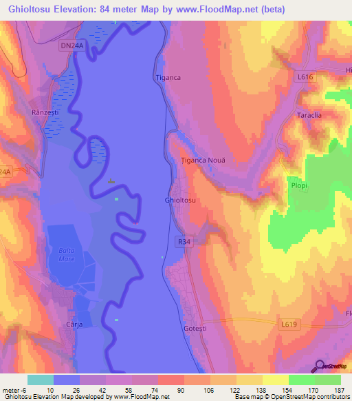 Ghioltosu,Moldova Elevation Map