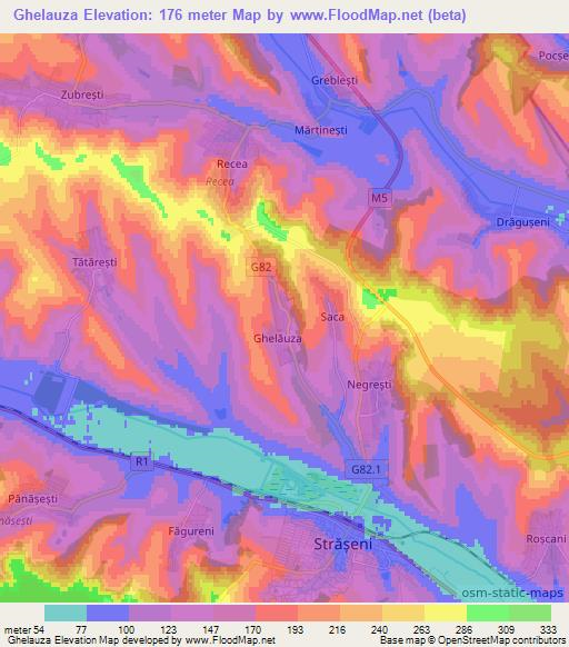 Ghelauza,Moldova Elevation Map