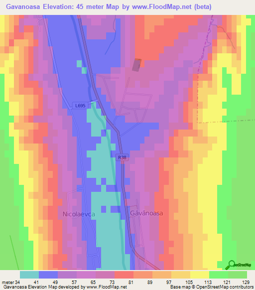 Gavanoasa,Moldova Elevation Map