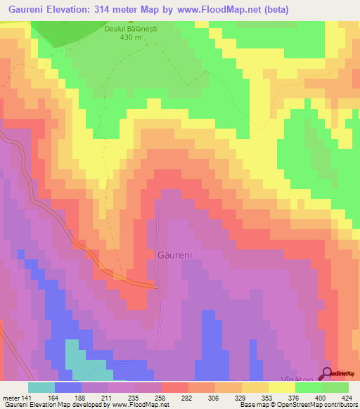 Gaureni,Moldova Elevation Map