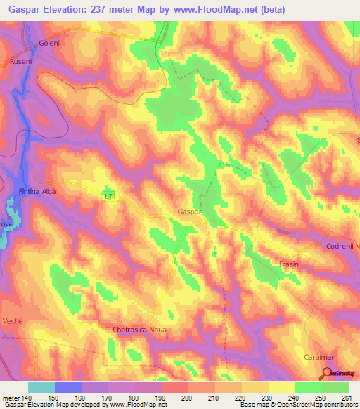 Gaspar,Moldova Elevation Map