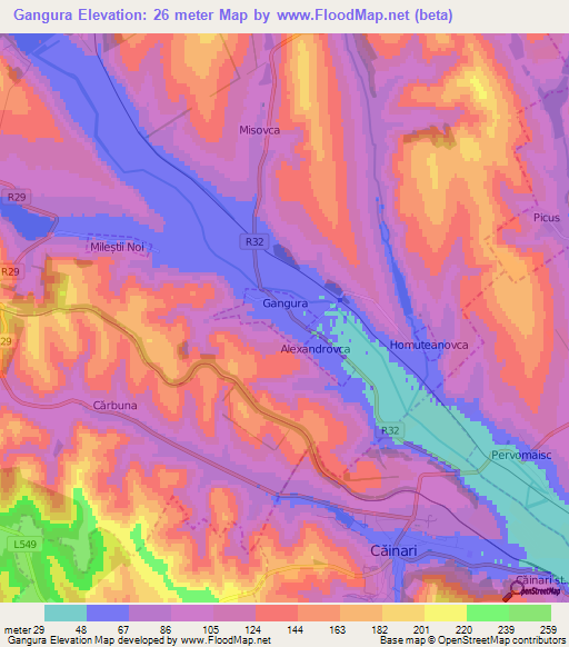 Gangura,Moldova Elevation Map