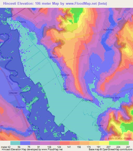 Hincesti,Moldova Elevation Map