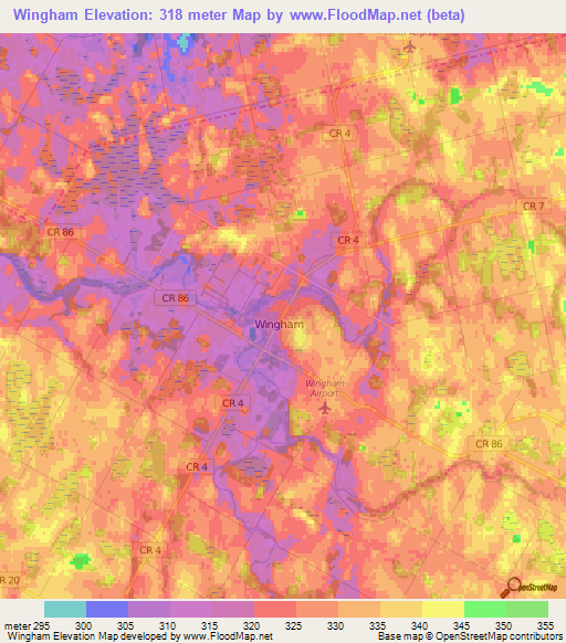 Wingham,Canada Elevation Map