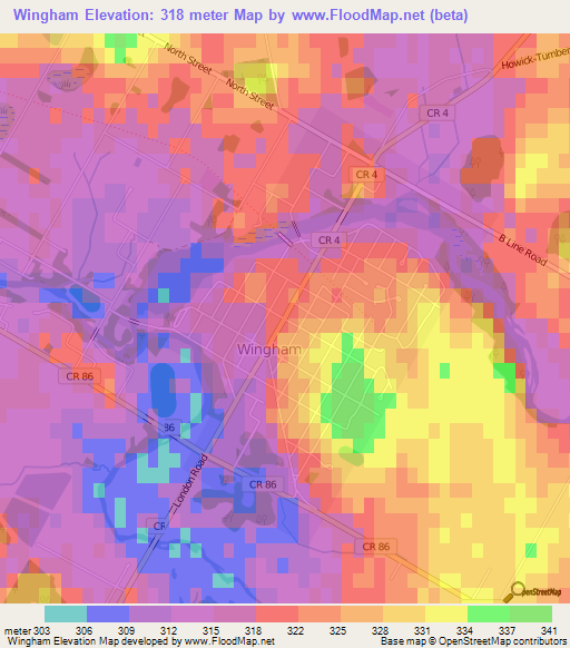 Wingham,Canada Elevation Map