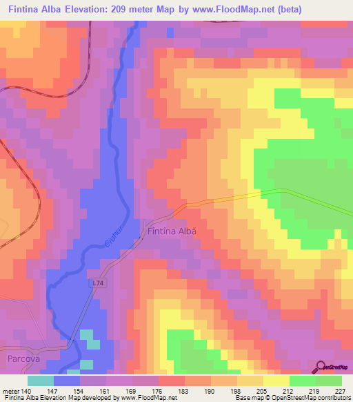 Fintina Alba,Moldova Elevation Map