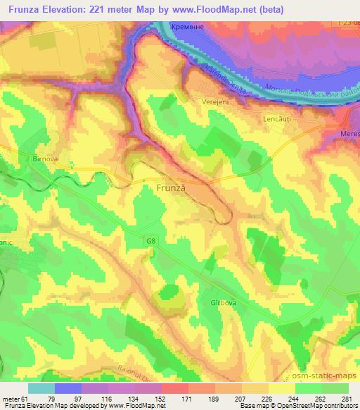 Frunza,Moldova Elevation Map