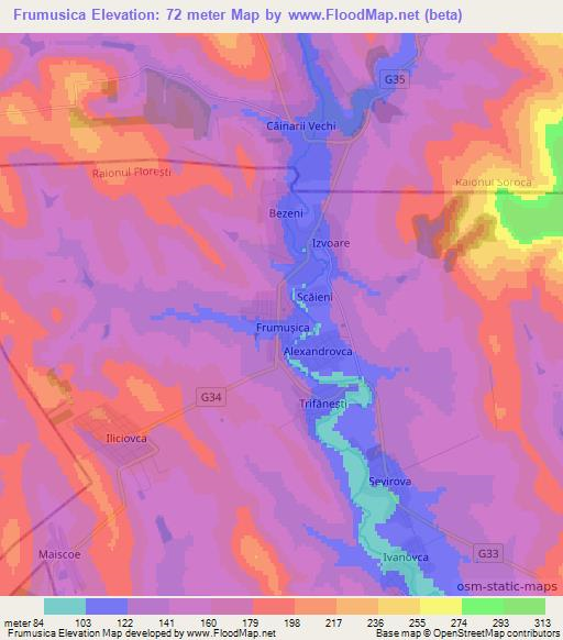 Frumusica,Moldova Elevation Map