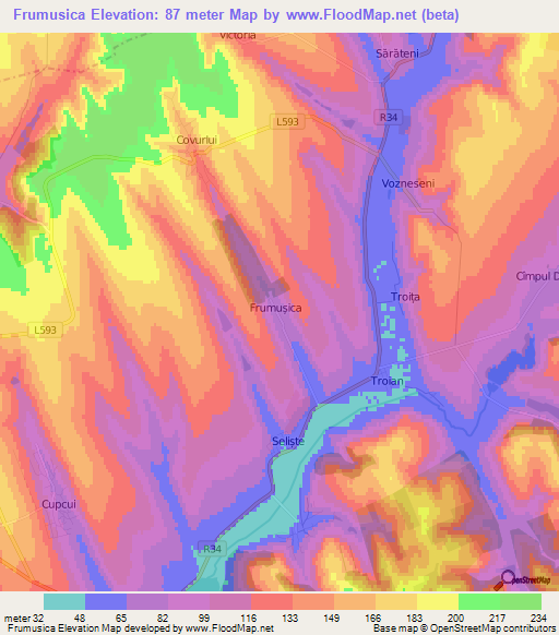 Frumusica,Moldova Elevation Map