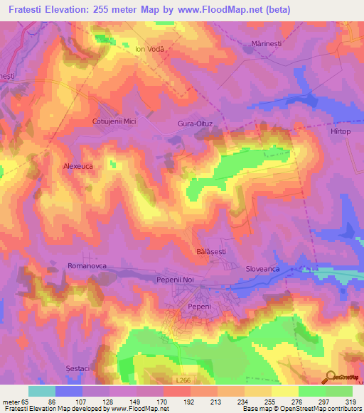 Fratesti,Moldova Elevation Map