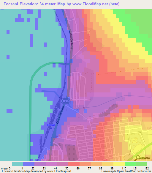 Focsani,Moldova Elevation Map