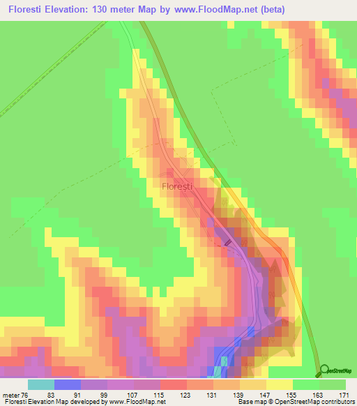 Floresti,Moldova Elevation Map