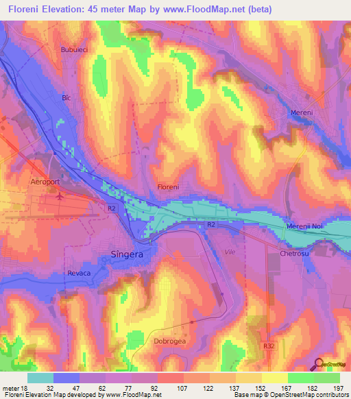 Floreni,Moldova Elevation Map