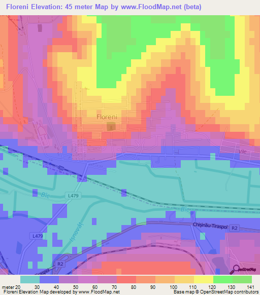 Floreni,Moldova Elevation Map