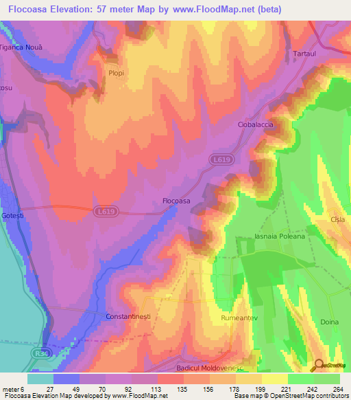 Flocoasa,Moldova Elevation Map