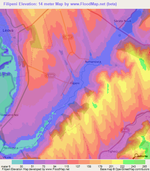 Filipeni,Moldova Elevation Map