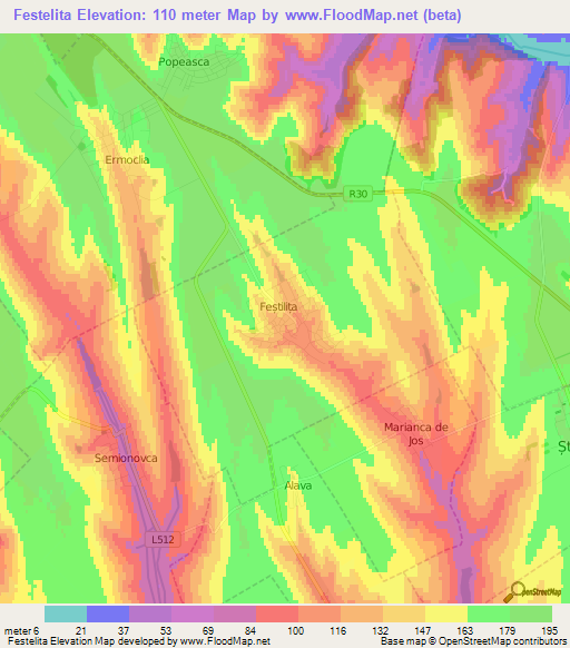 Festelita,Moldova Elevation Map