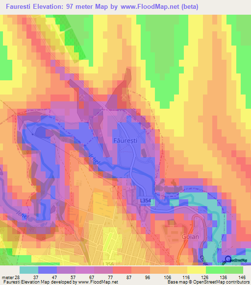 Fauresti,Moldova Elevation Map