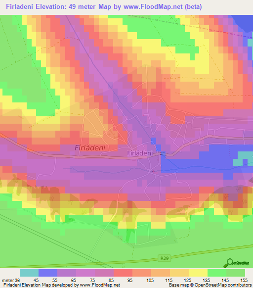 Firladeni,Moldova Elevation Map