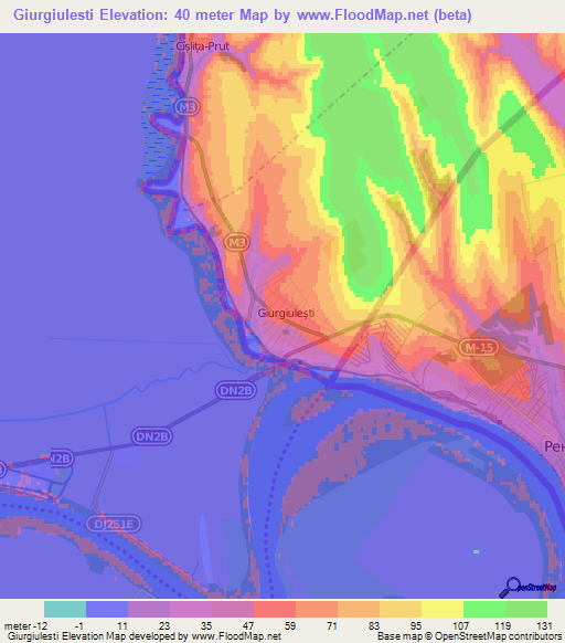 Giurgiulesti,Moldova Elevation Map