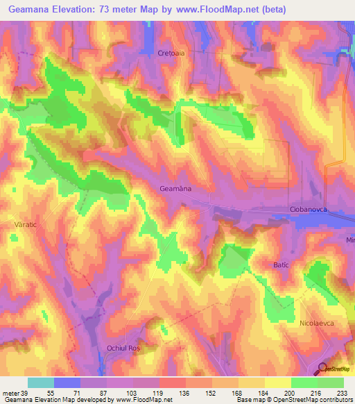 Geamana,Moldova Elevation Map