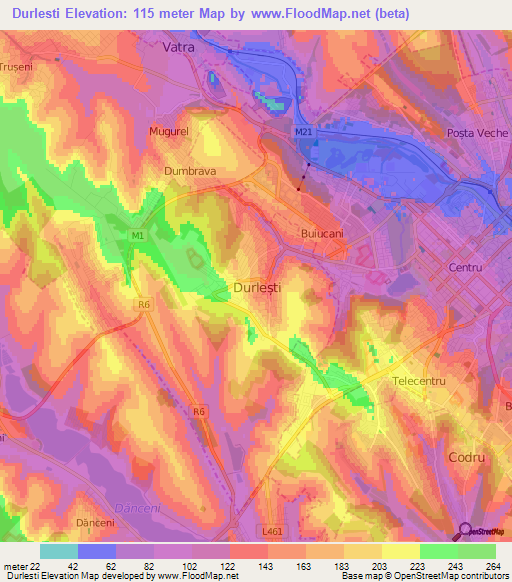 Durlesti,Moldova Elevation Map