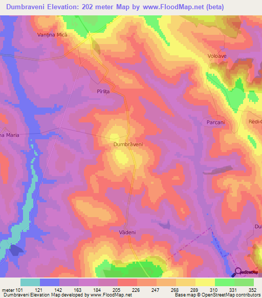 Dumbraveni,Moldova Elevation Map