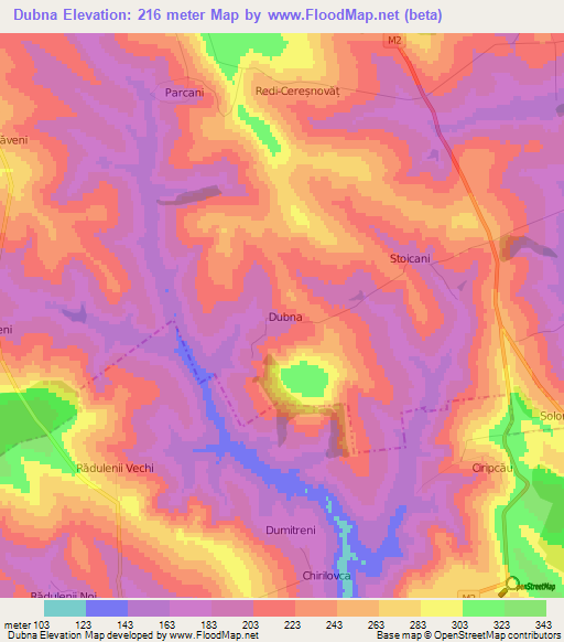 Dubna,Moldova Elevation Map