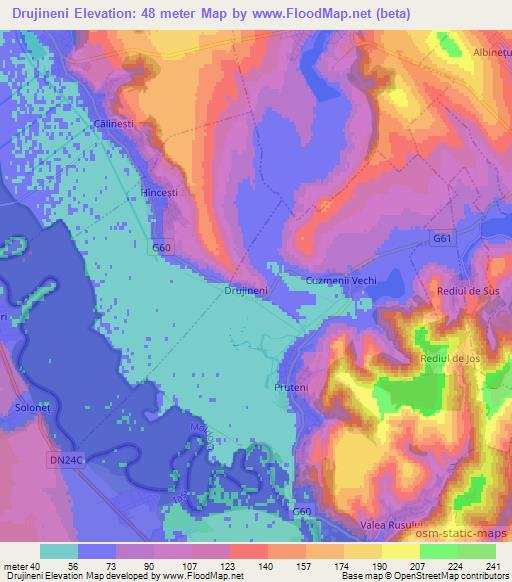 Drujineni,Moldova Elevation Map