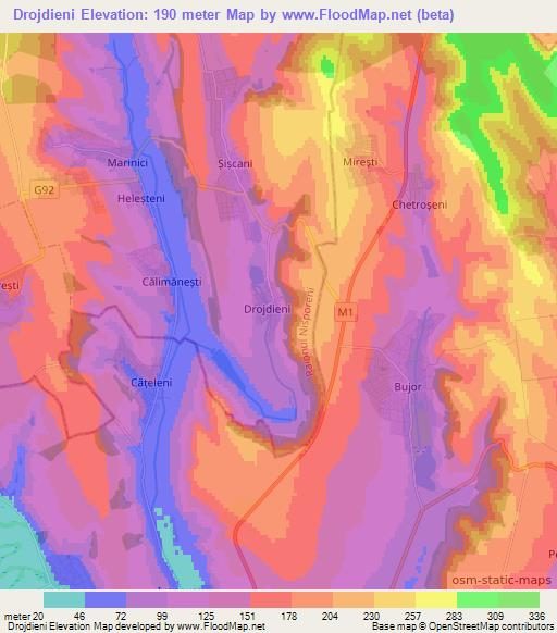 Drojdieni,Moldova Elevation Map