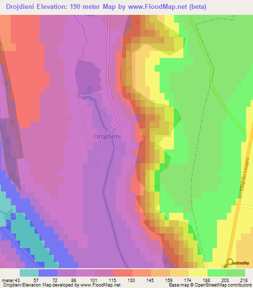 Drojdieni,Moldova Elevation Map