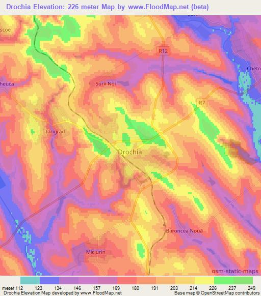 Drochia,Moldova Elevation Map