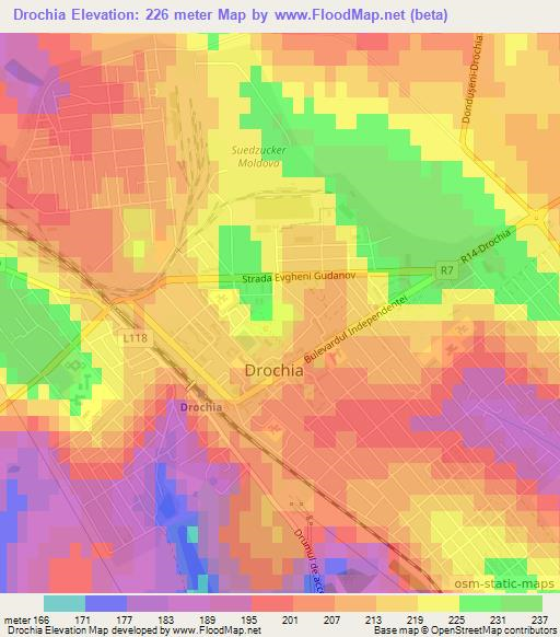 Drochia,Moldova Elevation Map