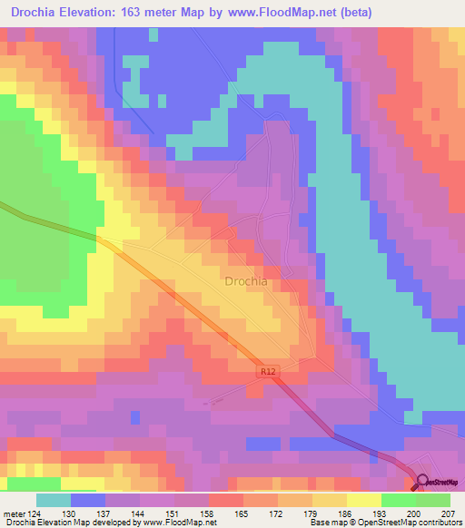 Drochia,Moldova Elevation Map