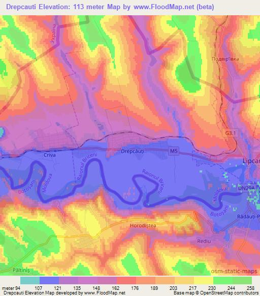 Drepcauti,Moldova Elevation Map