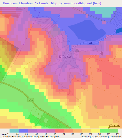 Drasliceni,Moldova Elevation Map