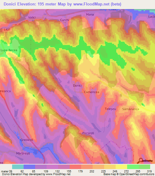 Donici,Moldova Elevation Map