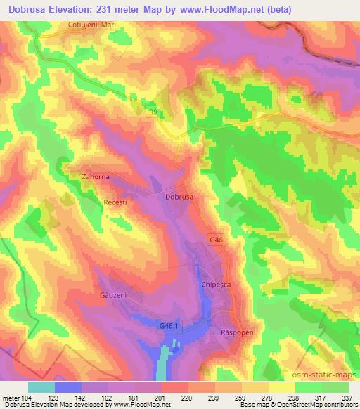 Dobrusa,Moldova Elevation Map