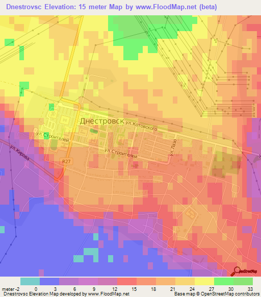 Dnestrovsc,Moldova Elevation Map