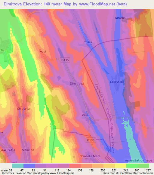 Dimitrova,Moldova Elevation Map