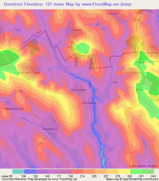 Dumitreni,Moldova Elevation Map