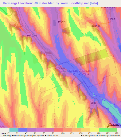 Dermengi,Moldova Elevation Map