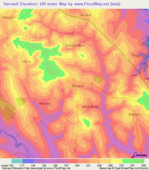 Darcauti,Moldova Elevation Map