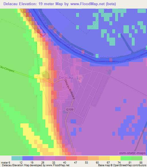 Delacau,Moldova Elevation Map