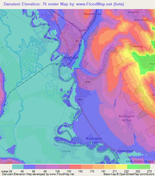 Danuteni,Moldova Elevation Map