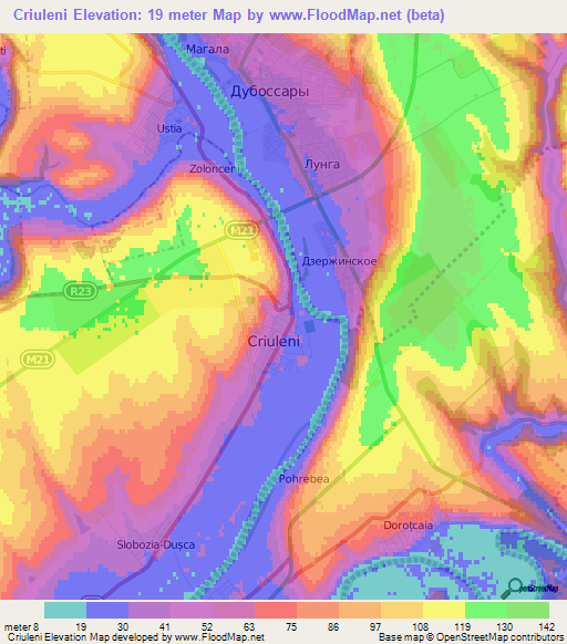 Criuleni,Moldova Elevation Map